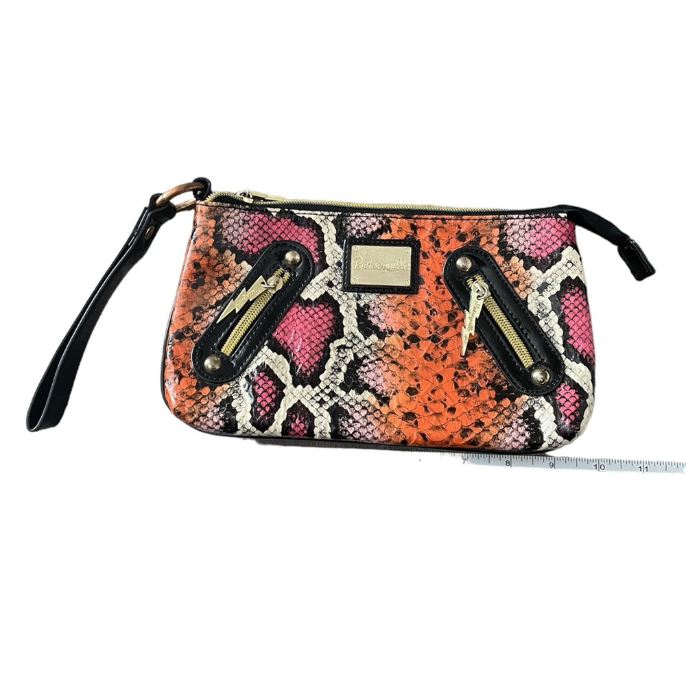 Betsey Johnson Pink Orange Animal Print Wristlet